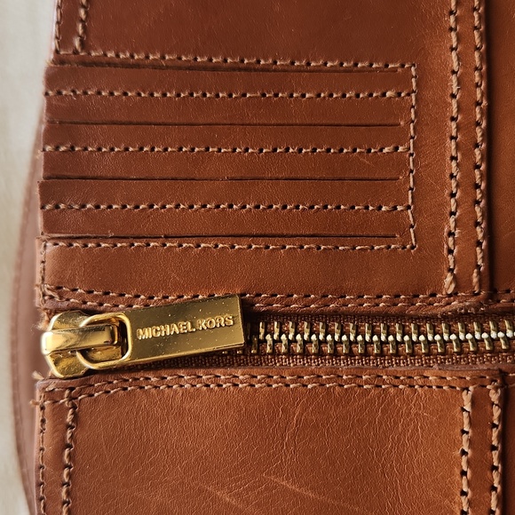 MICHAEL KORS Logo Leather Cognac Riding Boots - Picture 3 of 7